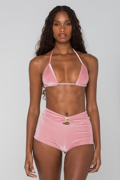 Capri Shorts in Pink Velvet