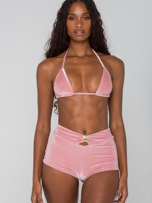 Capri Shorts in Pink Velvet